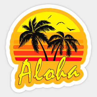 Aloha Retro Sunset Sticker